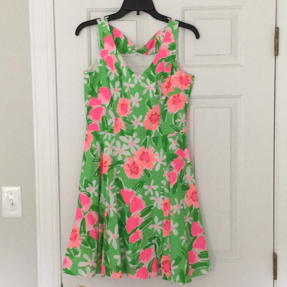 Lilly Pulitzer green and pink fit and flare